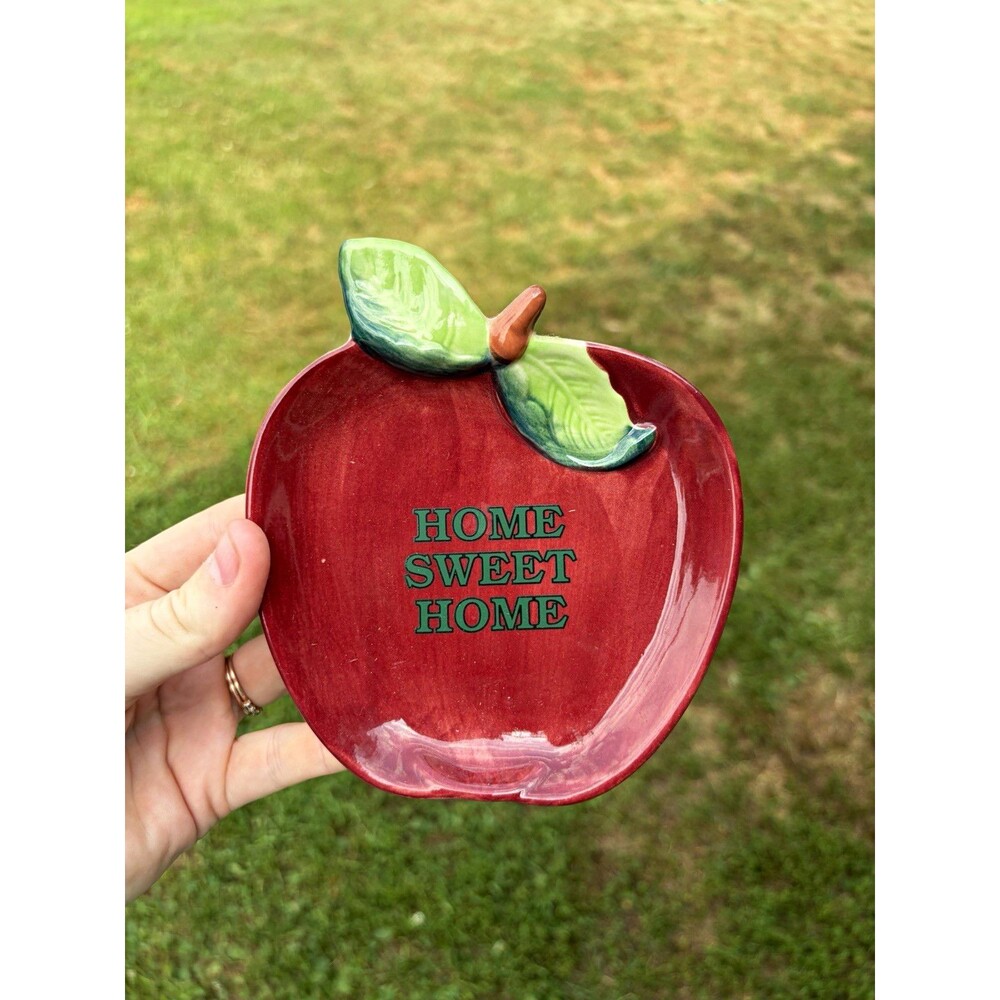 Papel Freelance Hand Painted Ceramic Apple Dish "Home Sweet Home"
